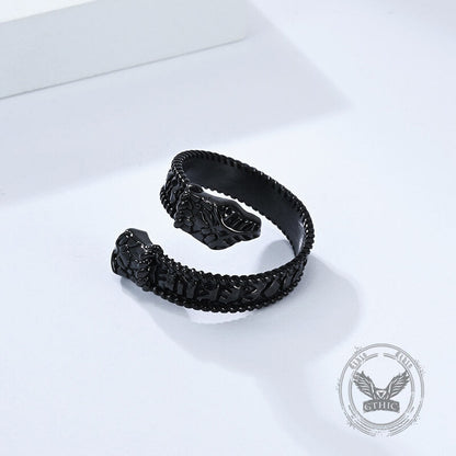 Nordic Two-headed Snake Stainless Steel Viking Open Ring