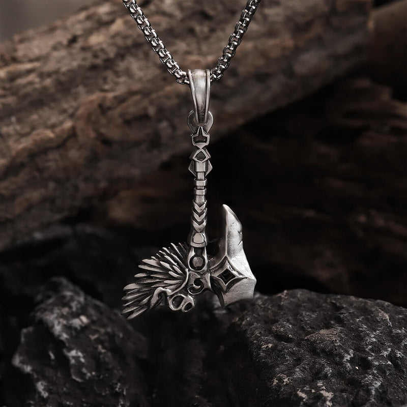 Nordic Viking Tomahawk Pure Tin Necklace