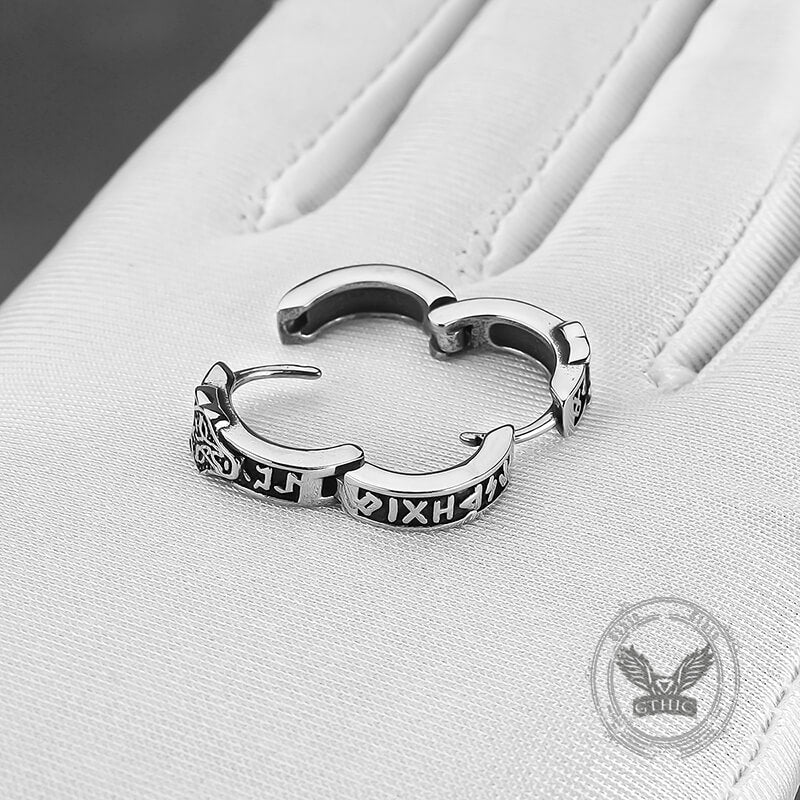 Nordic Wolf Head Stainless Steel Viking Hoop Earrings