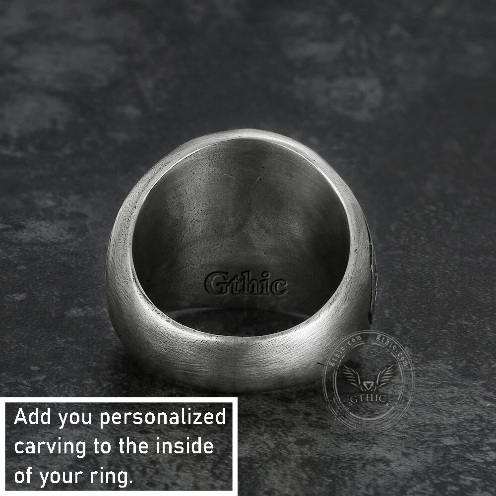 Norse Dragon Helm of Awe Sterling Silver Viking Ring