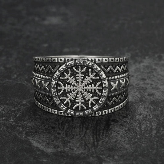Norse Helm of Awe "aegishjalmr" Sterling Silver Viking Ring