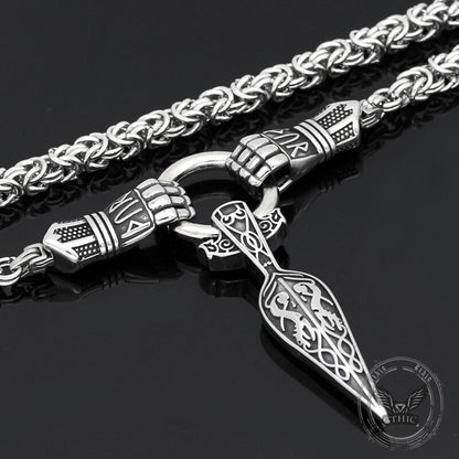 Norse Mjolnir Rune Sword Stainless Steel Viking Pendant