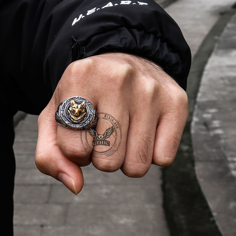 Norse Slavic Wolf Stainless Steel Viking Ring