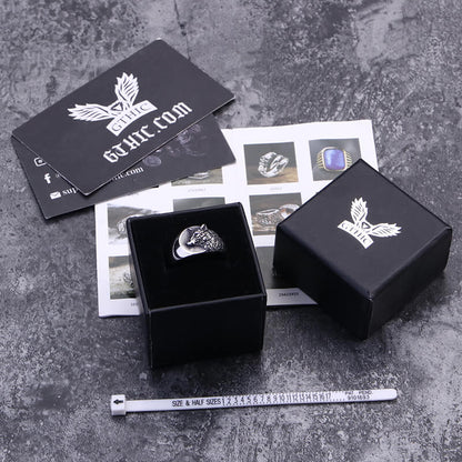 Norse Wolf Stainless Steel Animal Ring