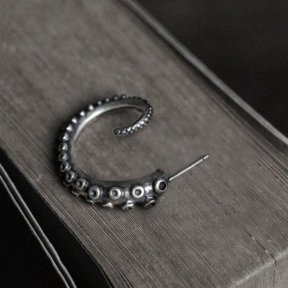 Octopus Arms Sterling Silver Stud Earrings