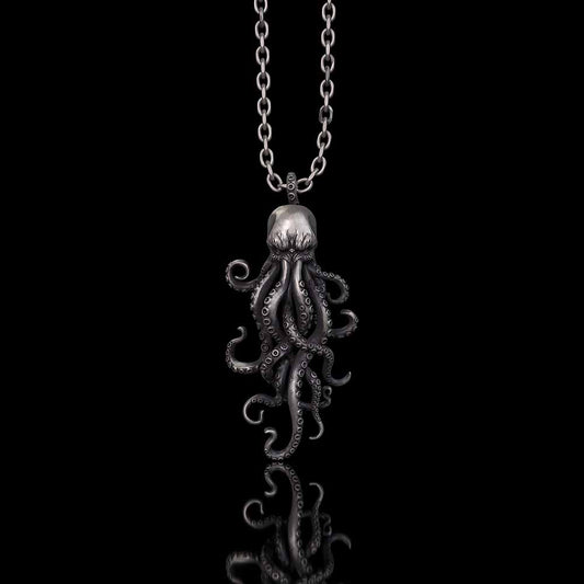 Octopus Skull Gothic Sterling Silver Pendant