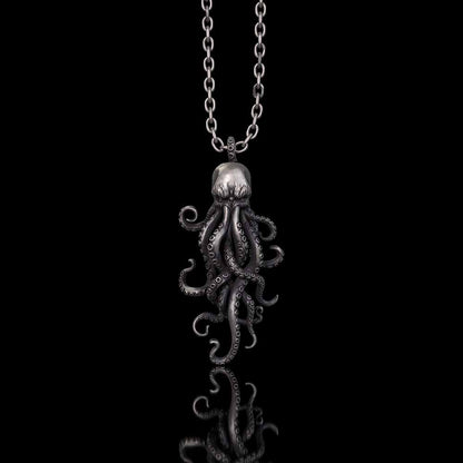 Octopus Skull Gothic Sterling Silver Pendant