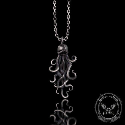 Octopus Skull Gothic Sterling Silver Pendant