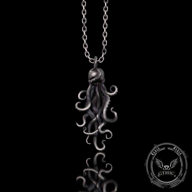 Octopus Skull Gothic Sterling Silver Pendant
