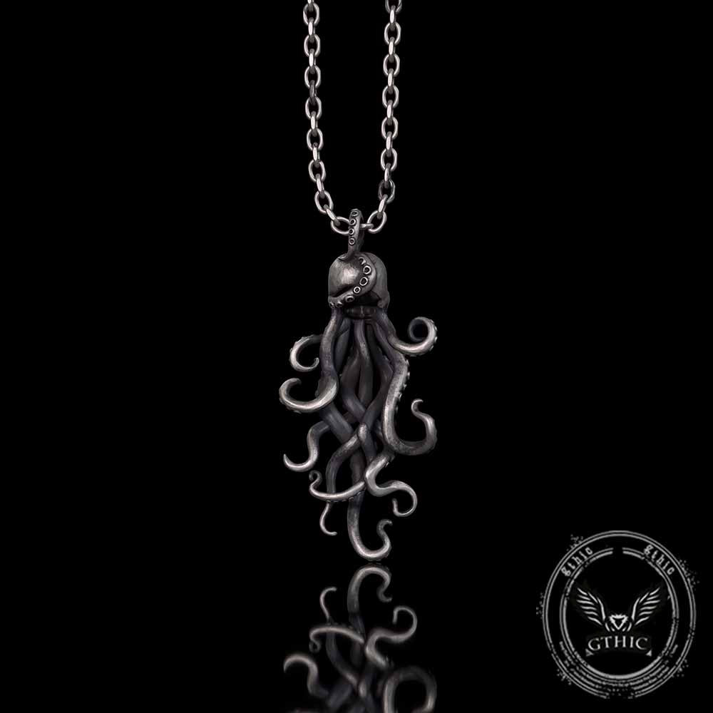 Octopus Skull Gothic Sterling Silver Pendant