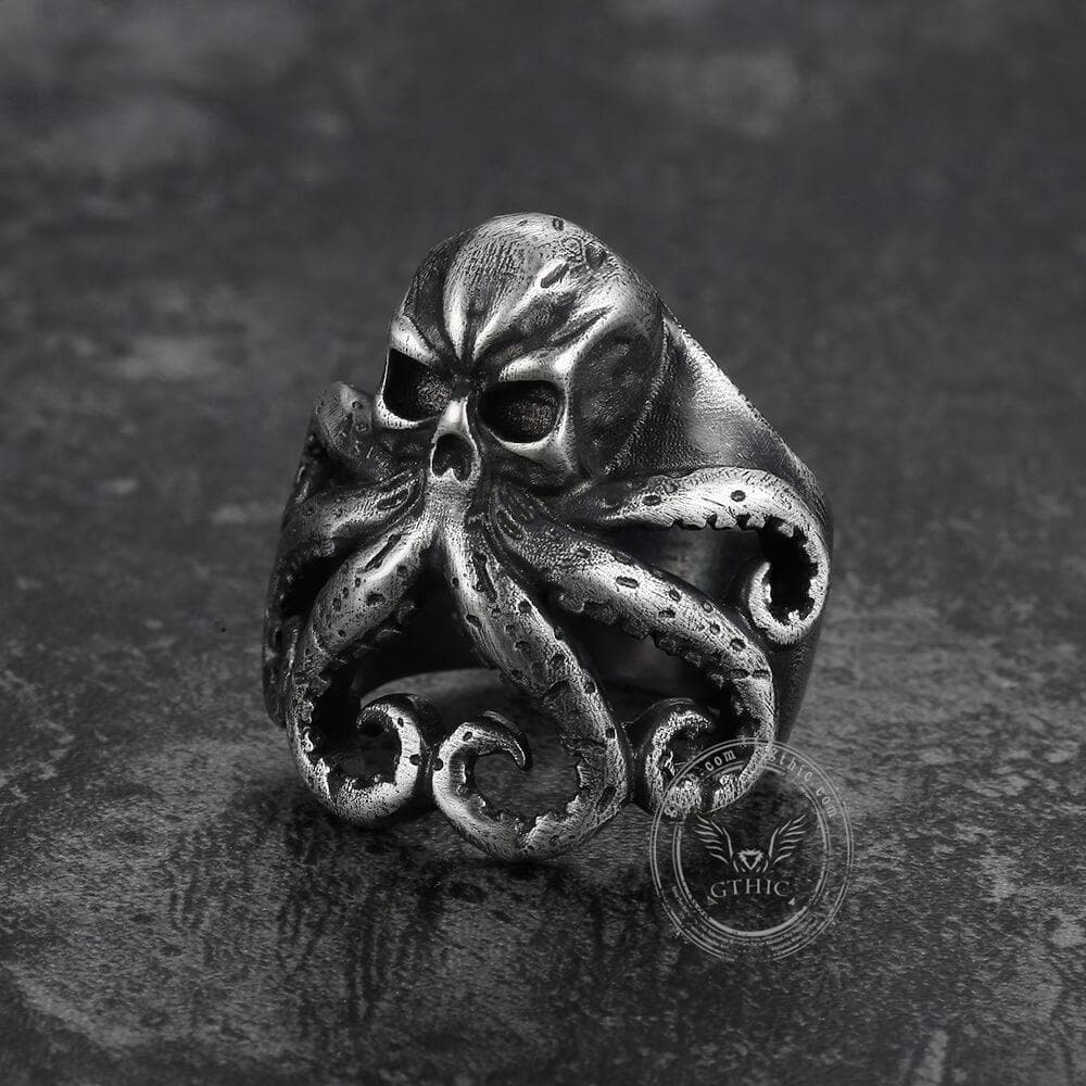 Octopus Skull Sterling Silver Animal Ring