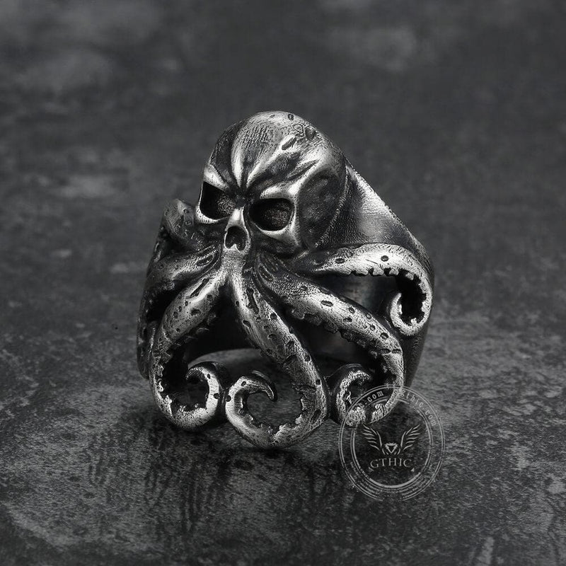 Octopus Skull Sterling Silver Animal Ring