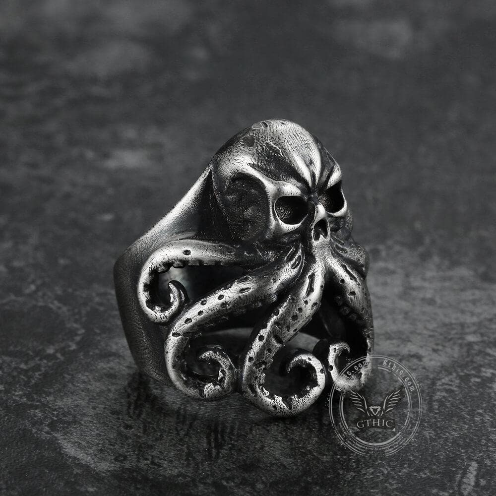 Octopus Skull Sterling Silver Animal Ring