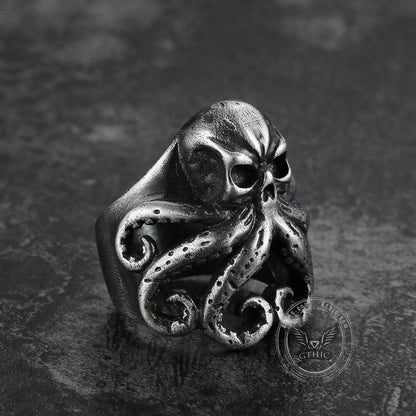 Octopus Skull Sterling Silver Animal Ring
