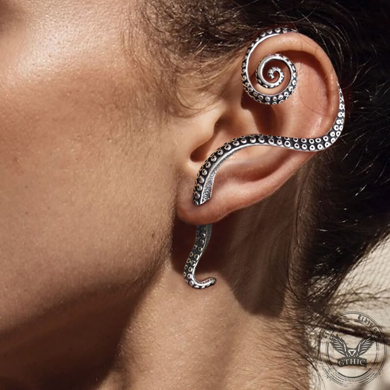 Octopus Tentacles Sterling Silver Ear Cuff Earring