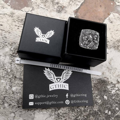Odin Huginn and Muninn Stainless Steel Viking Ring