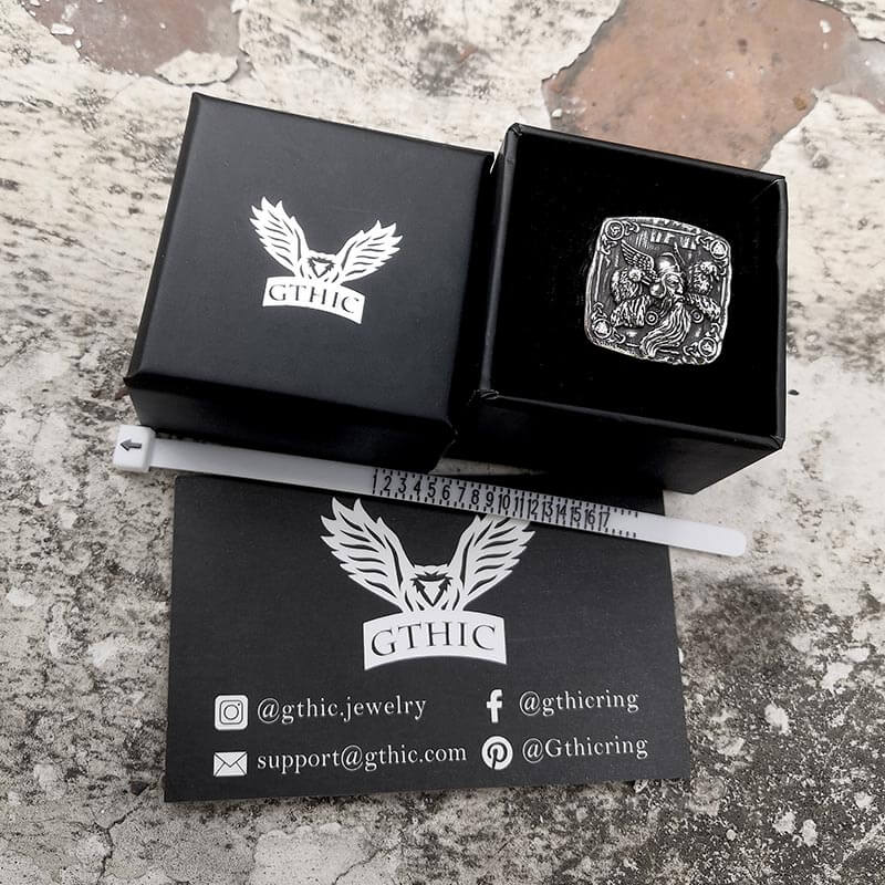 Odin Huginn and Muninn Stainless Steel Viking Ring