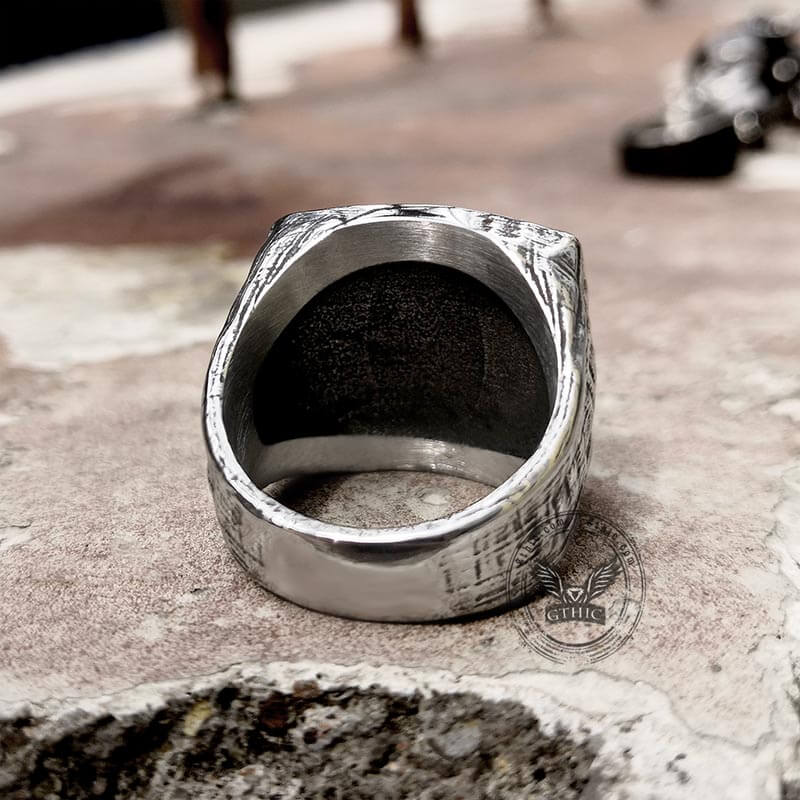 Odin Huginn and Muninn Stainless Steel Viking Ring