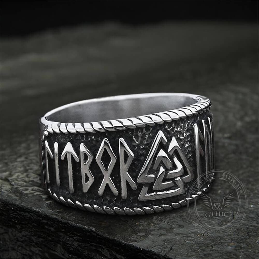 Odin Runes Valknut 316l Stainless Steel Viking Ring