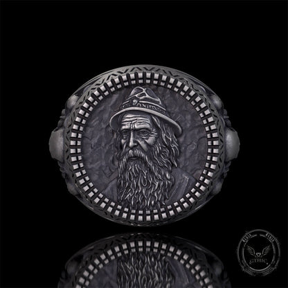 Odin Skull Feather Gothic Sterling Silver Ring