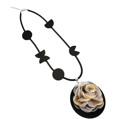 Original Flower Pendant Necklace / Gothic Accessories / Rubber Handmade Jewelry