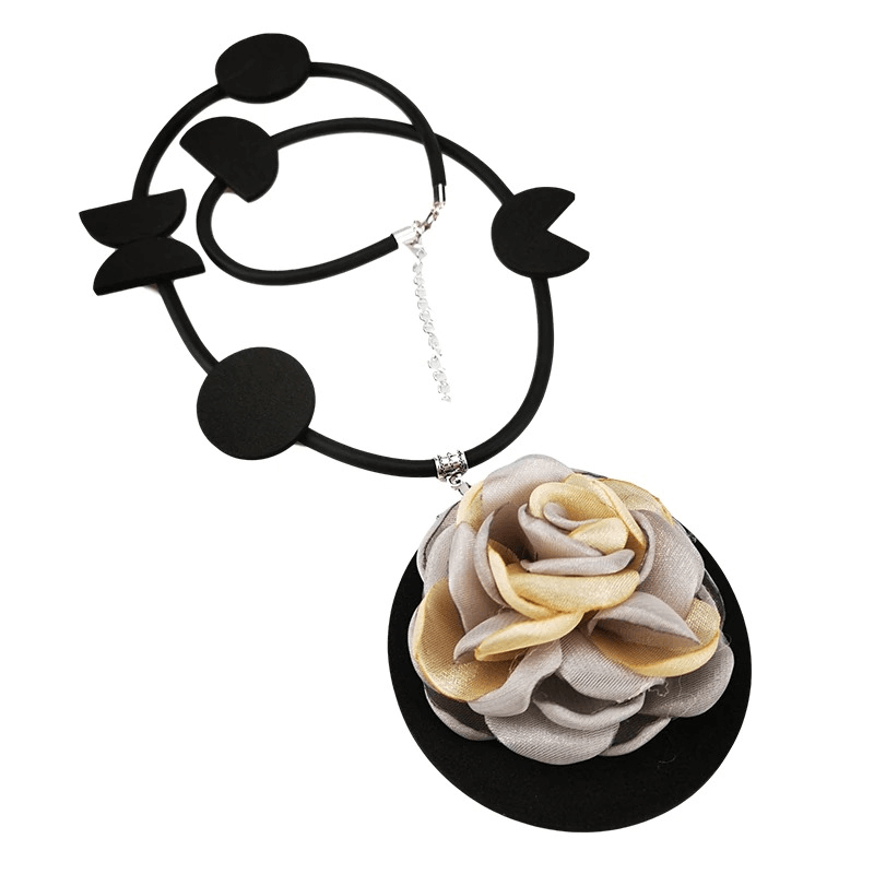 Original Flower Pendant Necklace / Gothic Accessories / Rubber Handmade Jewelry