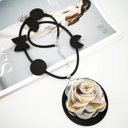 Original Flower Pendant Necklace / Gothic Accessories / Rubber Handmade Jewelry