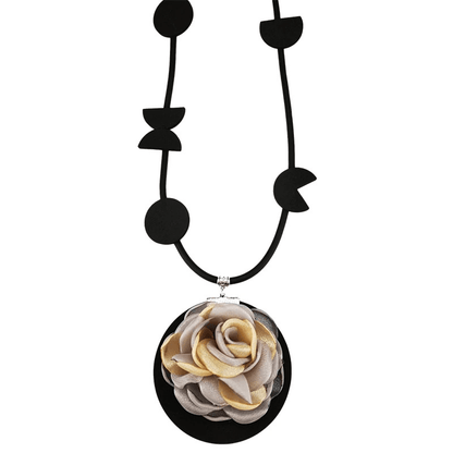 Original Flower Pendant Necklace / Gothic Accessories / Rubber Handmade Jewelry