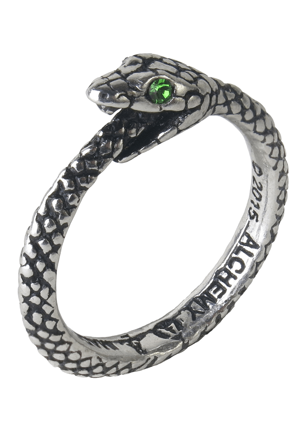 Ouroboros Sophia Serpent Ring With Green Austrian Crystal