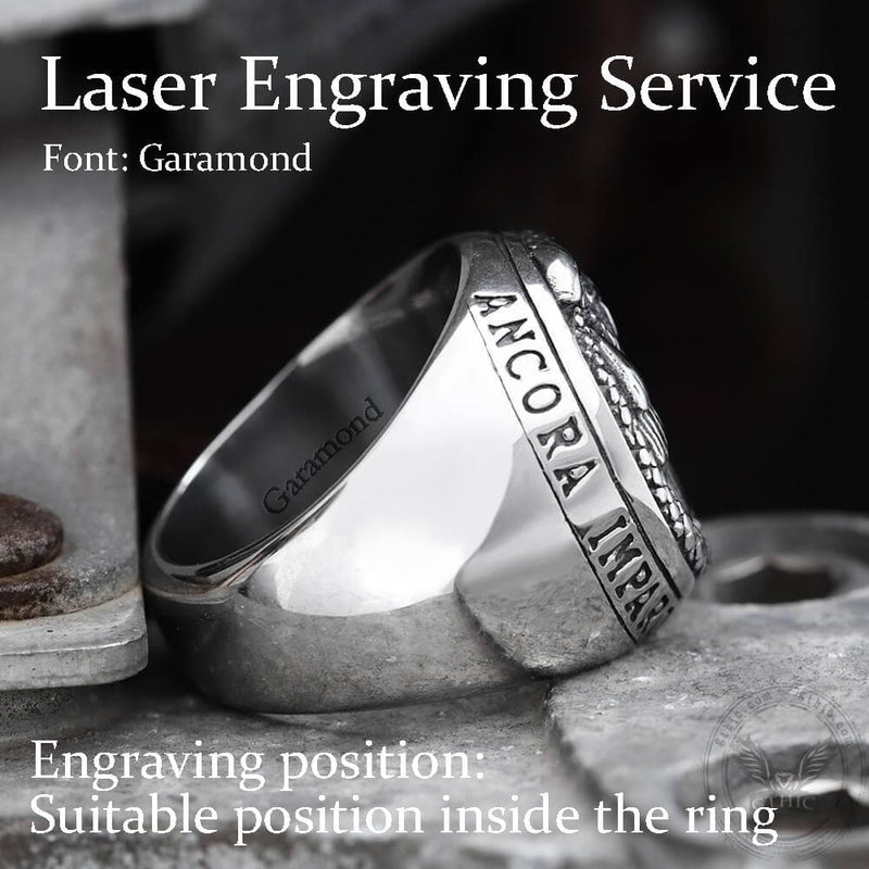 Owl and Ouroboros Stainless Steel Ring