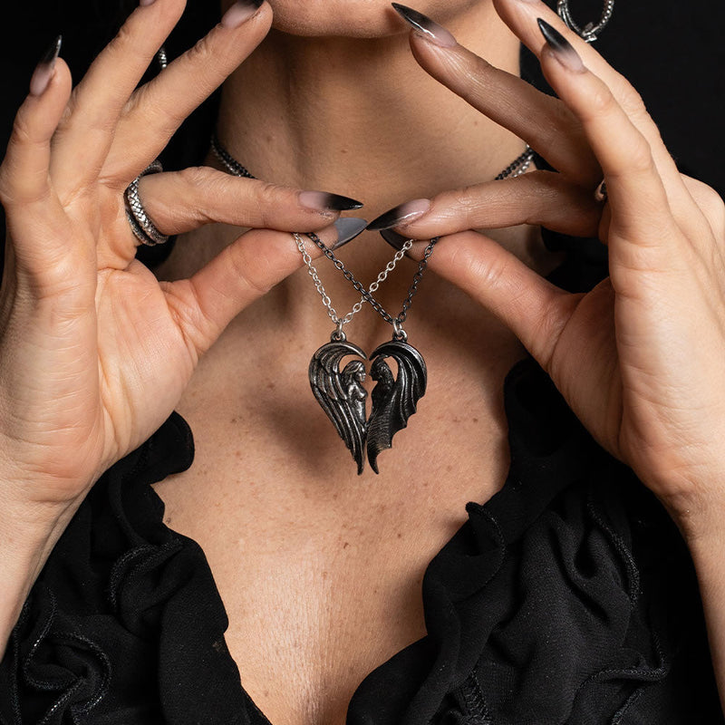 Dark Chemical Companions Angel and Demon Pendant Necklace by Alchemy Gothic