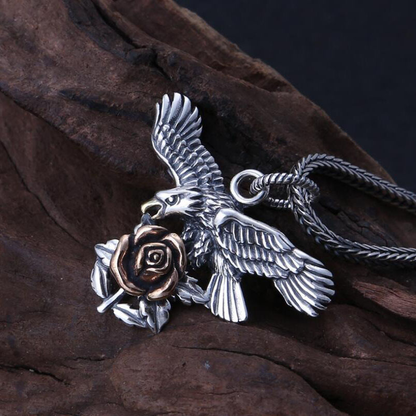 Pendant Rose and Eagle of 925 Sterling Silver / Jewelry