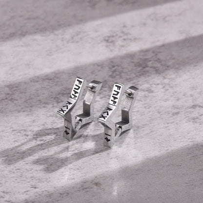 Pentagram Viking Rune Stainless Steel Stud Earrings