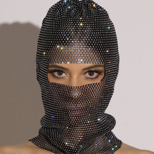 Personalized Fishnet Rhinestone Elastic Cycling Mask
