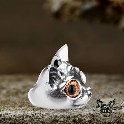 Personalized Gem Three-eyed Cat Stainless Steel Ring