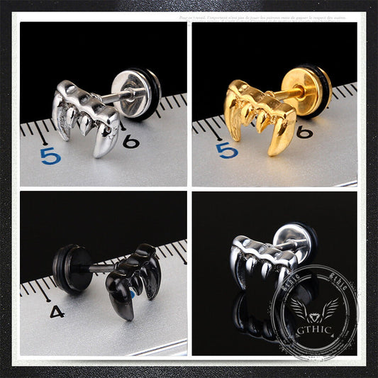 Personalized Wolf Tooth Stainless Steel Animal Earrings