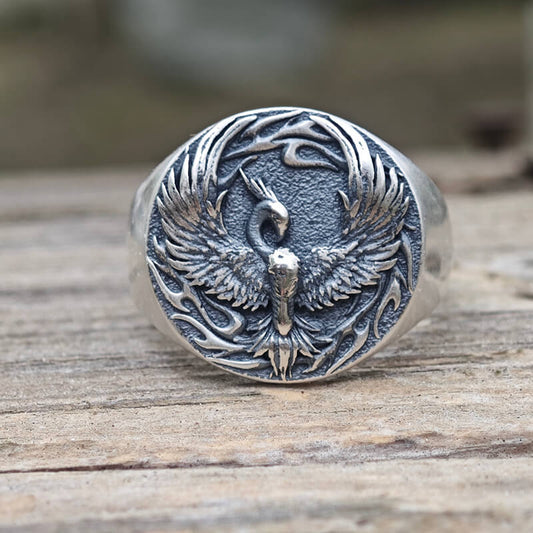 Phoenix Flame Pattern Sterling Silver Ring