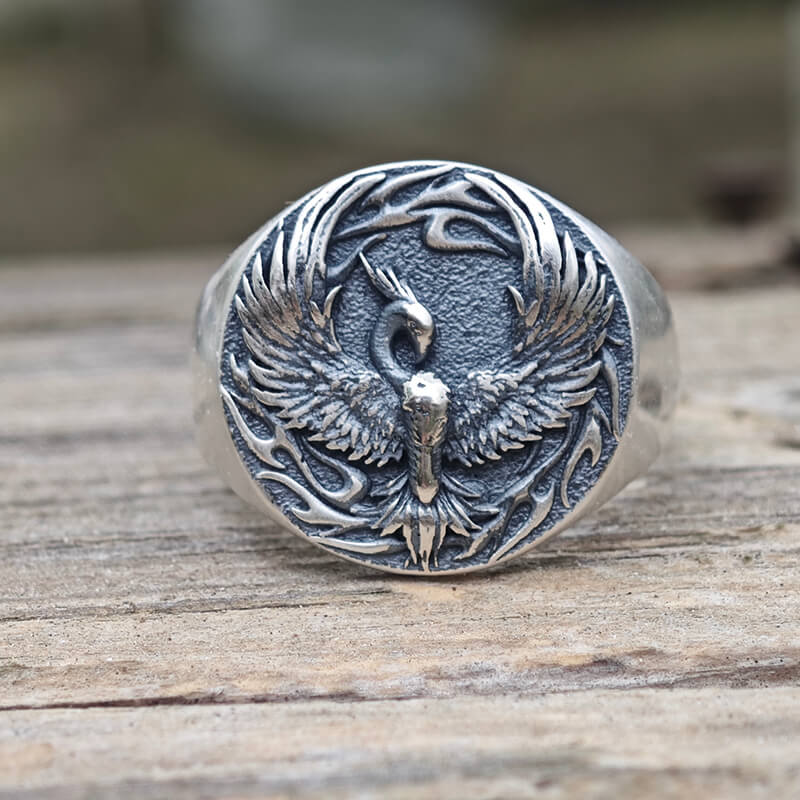 Phoenix Flame Pattern Sterling Silver Ring