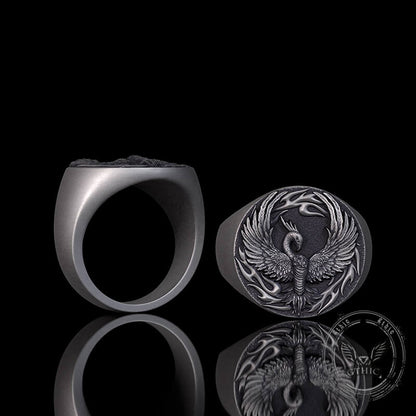 Phoenix Flame Pattern Sterling Silver Ring
