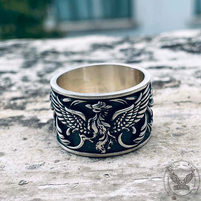 Phoenix Pattern Sterling Silver Ring