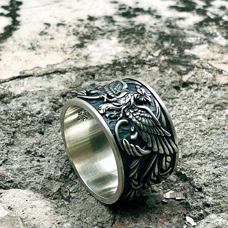 Phoenix Pattern Sterling Silver Ring