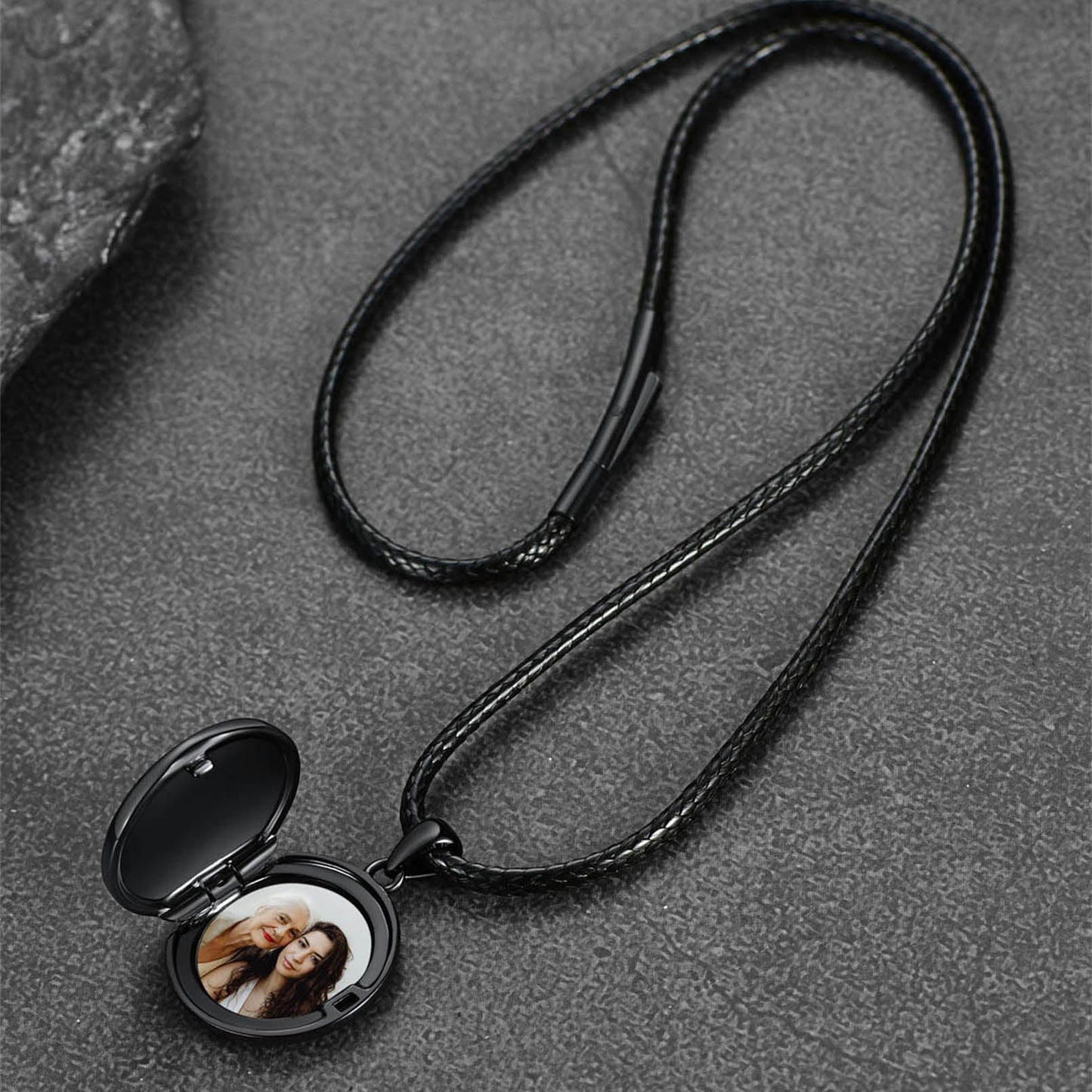 Personalized Photo Locket Necklace With Viking Compass for