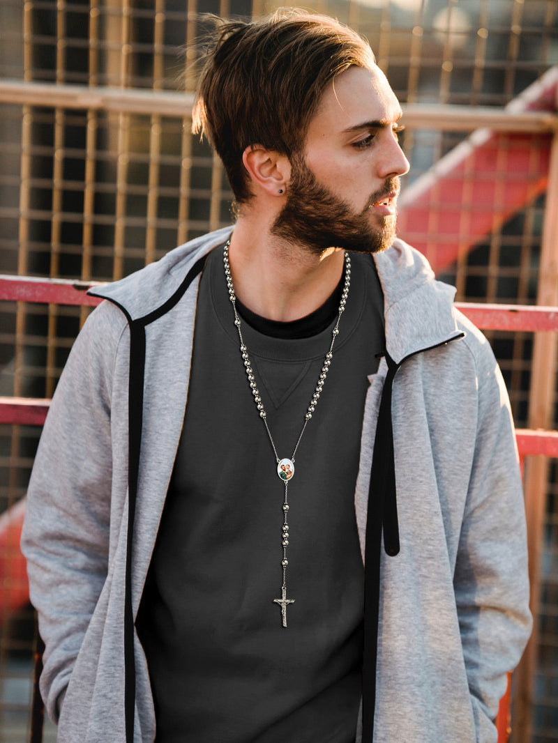 Customized Rosary Beads Cross Necklace With Picture for