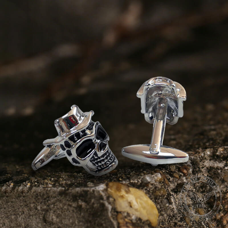 Pirate With Hat Brass Skull Cufflinks