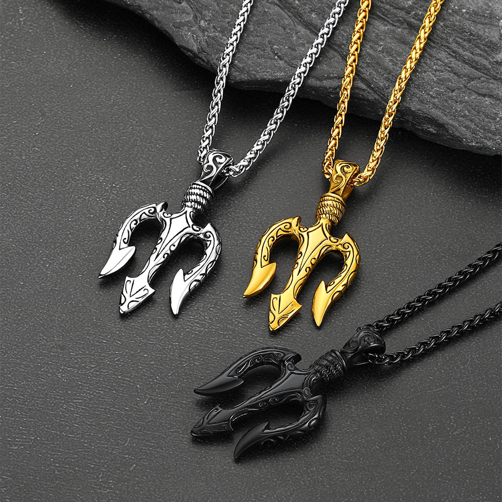 Poseidon Trident Necklace Ancient Greek Mythology Pendant