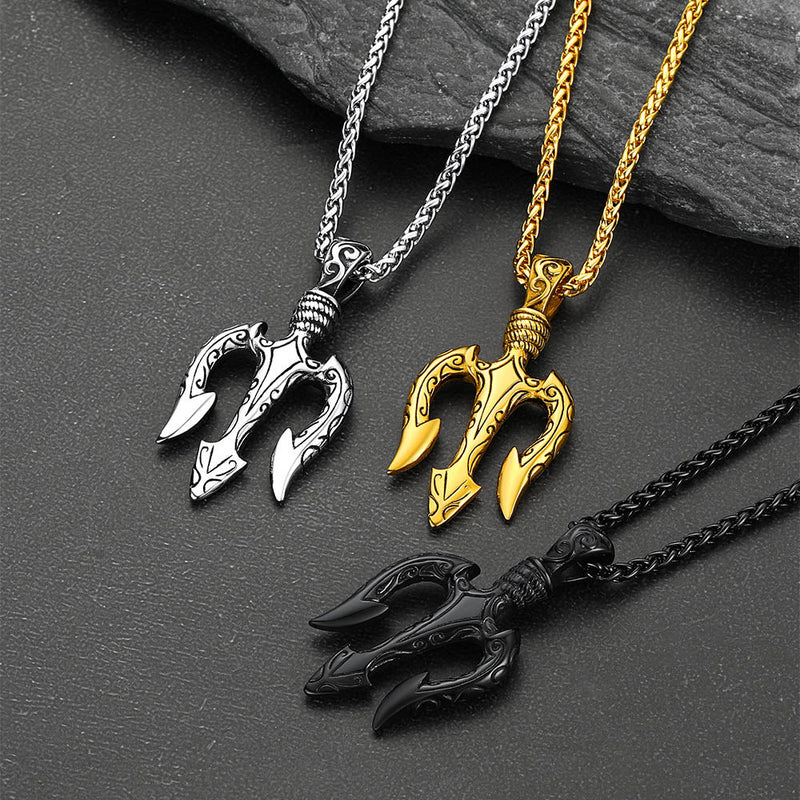Poseidon Trident Necklace Ancient Greek Mythology Pendant