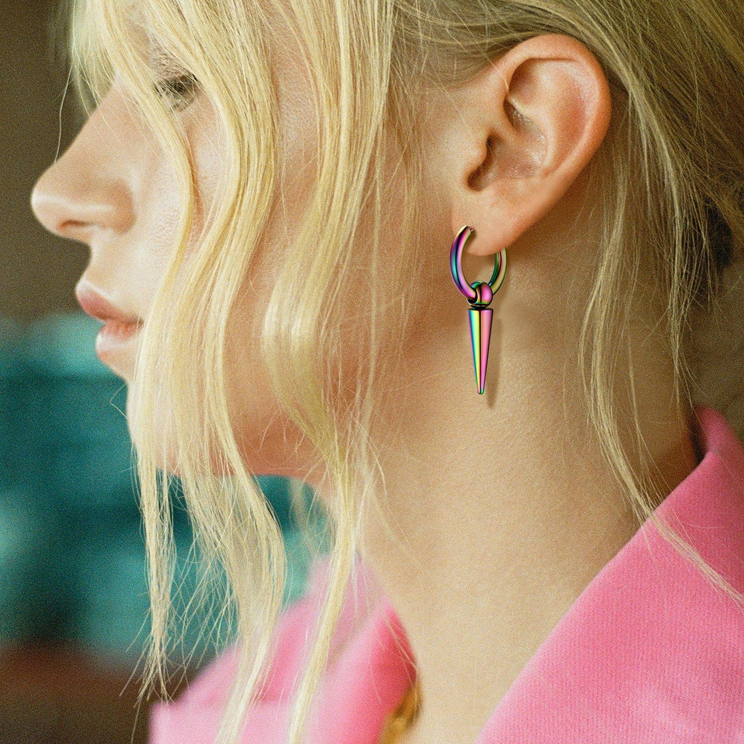 Long Spike Dangle Hoop Earrings for