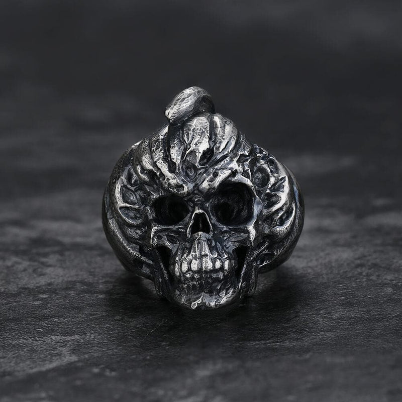 Pumpkin Skull Sterling Silver Brass Ring