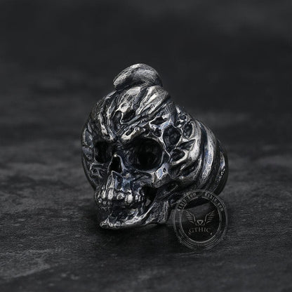 Pumpkin Skull Sterling Silver Brass Ring