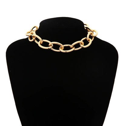 Punk Chain Choker Necklace With Circle / Aluminium Necklace
